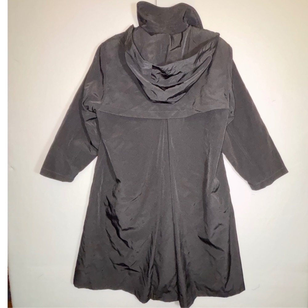 Gallery Black Hooded Lightweight Trench Coat Rain Jacket Women's Size Small - Picture 4 of 6